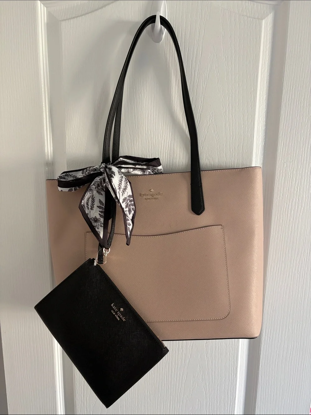 kate spade Blush Tote with Black Trim and Pouch